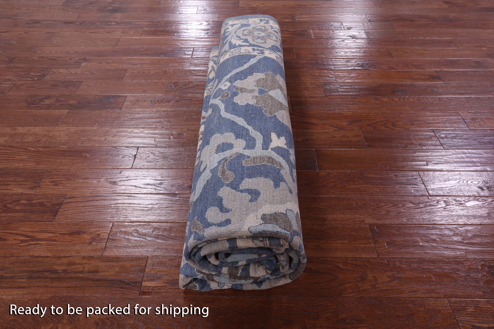 Blue Turkish Oushak Hand Knotted Wool Rug - 9' 2" X 11' 11" - Golden Nile