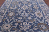 Blue Turkish Oushak Hand Knotted Wool Rug - 9' 2" X 11' 11" - Golden Nile