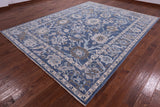 Blue Turkish Oushak Hand Knotted Wool Rug - 9' 2" X 11' 11" - Golden Nile