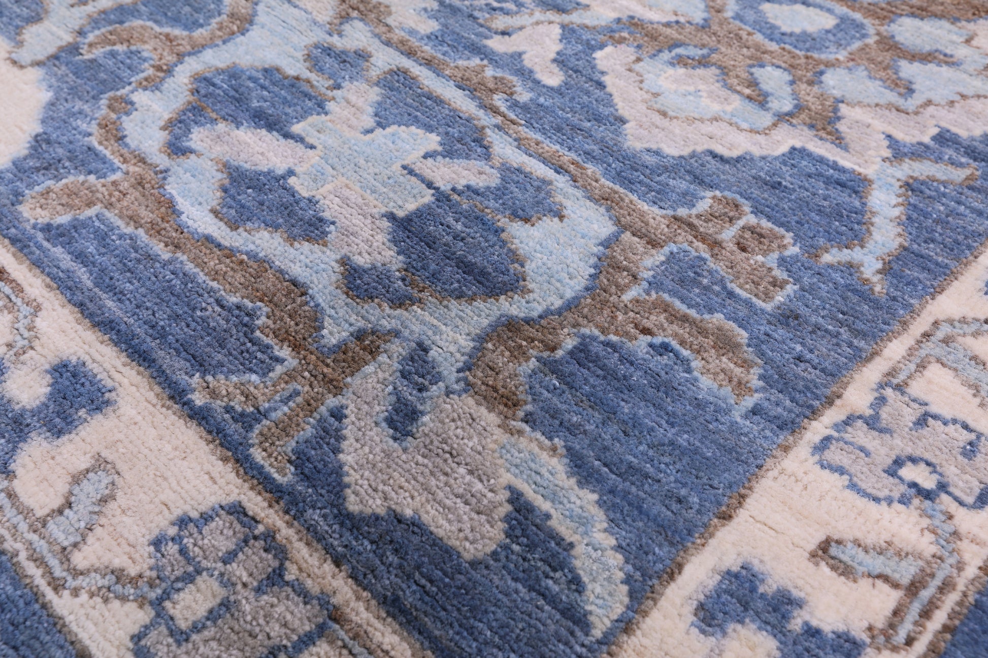 Blue Turkish Oushak Hand Knotted Wool Rug - 9' 2" X 11' 11" - Golden Nile