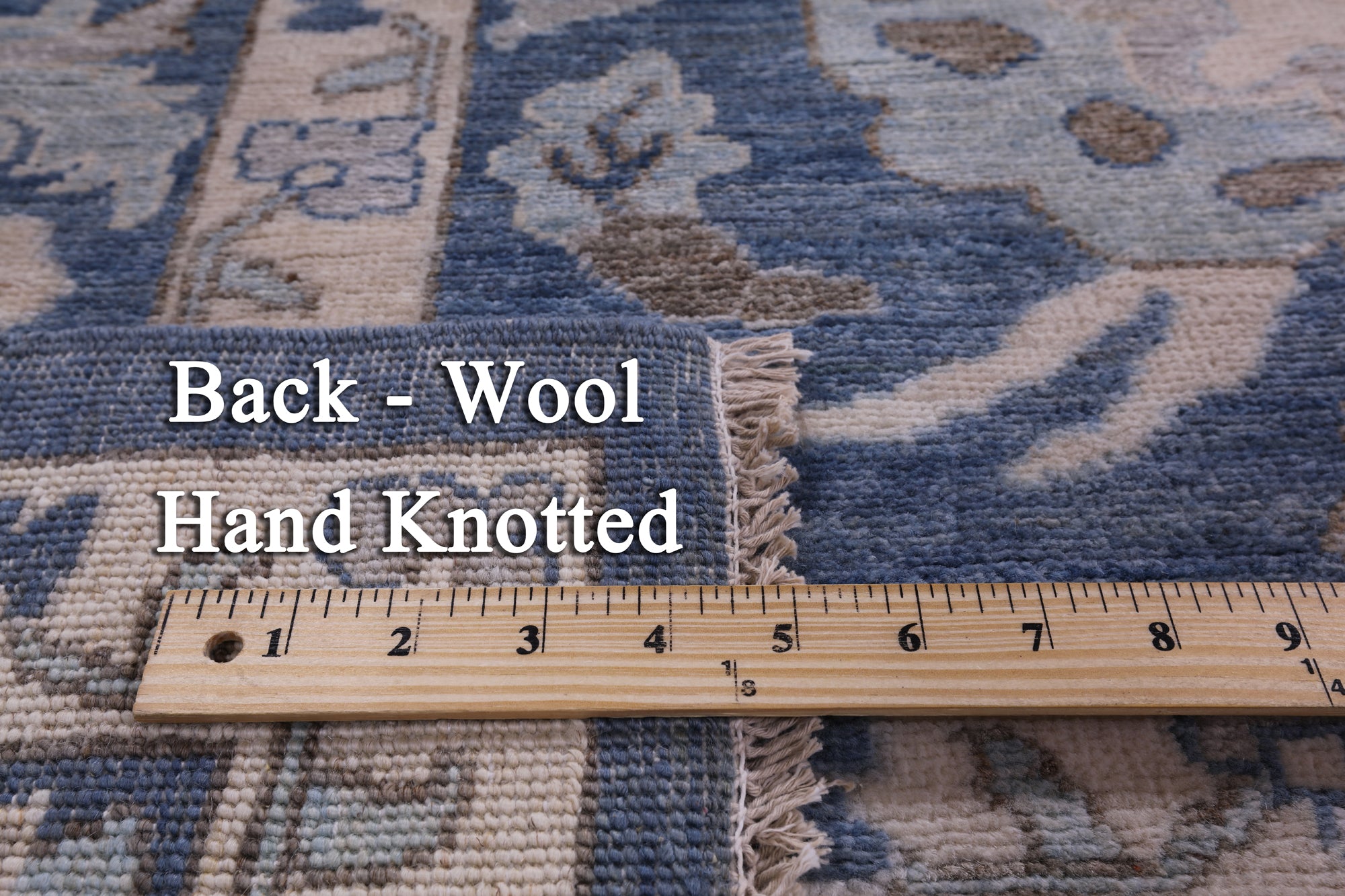 Blue Turkish Oushak Hand Knotted Wool Rug - 9' 2" X 11' 11" - Golden Nile