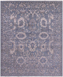 Blue Turkish Oushak Hand Knotted Wool Rug - 8' 0" X 9' 8" - Golden Nile