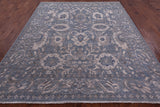 Blue Turkish Oushak Hand Knotted Wool Rug - 8' 0" X 9' 8" - Golden Nile