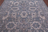 Blue Turkish Oushak Hand Knotted Wool Rug - 8' 0" X 9' 8" - Golden Nile