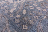 Blue Turkish Oushak Hand Knotted Wool Rug - 8' 0" X 9' 8" - Golden Nile