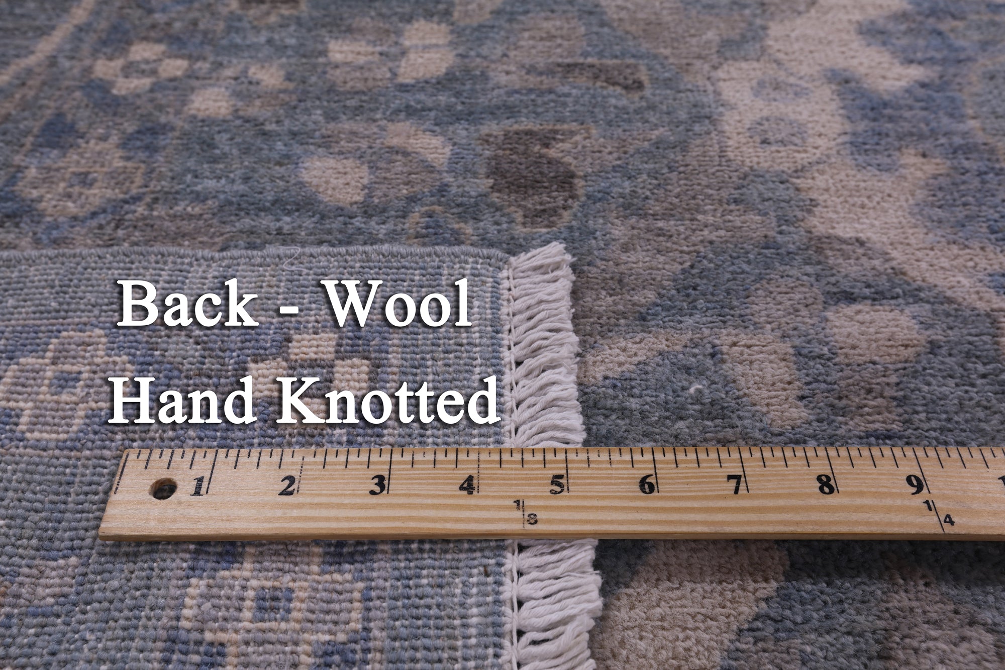 Blue Turkish Oushak Hand Knotted Wool Rug - 8' 0" X 9' 8" - Golden Nile