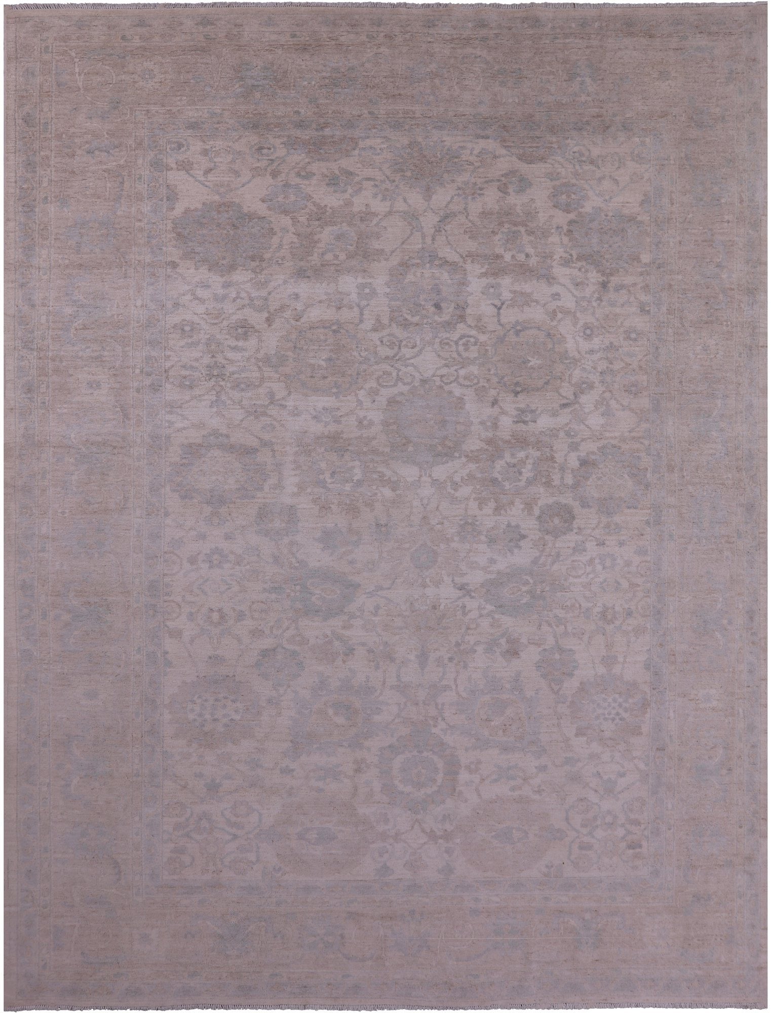 Ivory White Wash Peshawar Hand Knotted Wool Rug - 8' 9" X 11' 8" - Golden Nile