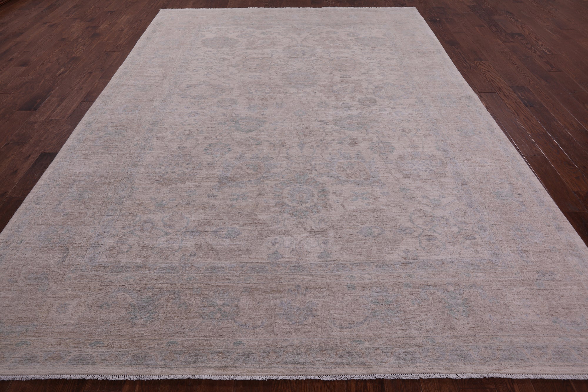 Ivory White Wash Peshawar Hand Knotted Wool Rug - 8' 9" X 11' 8" - Golden Nile