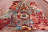 Abstract Modern Mamluk Hand Knotted Wool Rug - 9' 9" X 13' 1" - Golden Nile