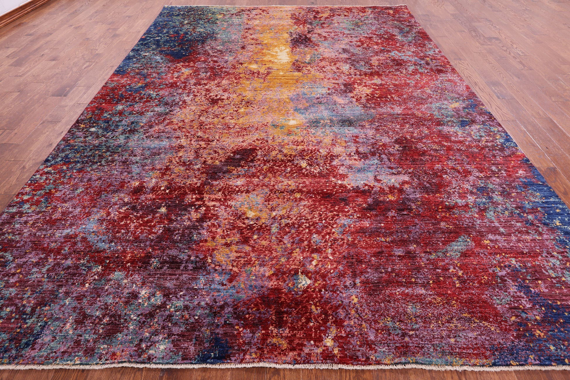 Abstract Modern Hand Knotted Wool Rug - 9' 8" X 13' 7" - Golden Nile
