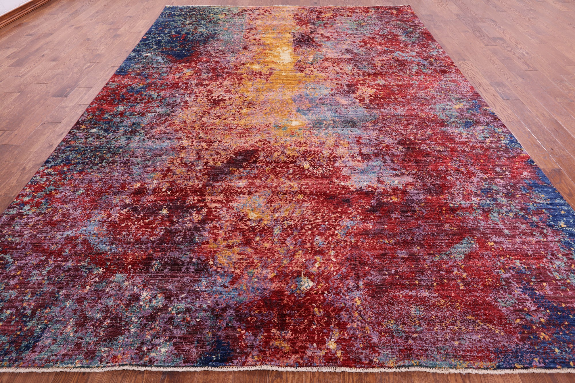 Abstract Modern Hand Knotted Wool Rug - 9' 8" X 13' 7" - Golden Nile