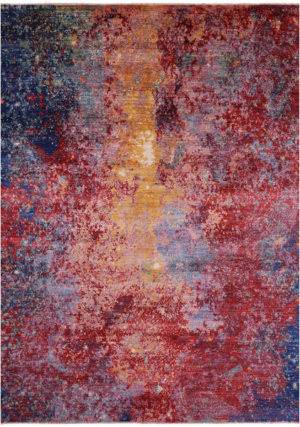 Abstract Modern Hand Knotted Wool Rug - 9' 8" X 13' 7" - Golden Nile
