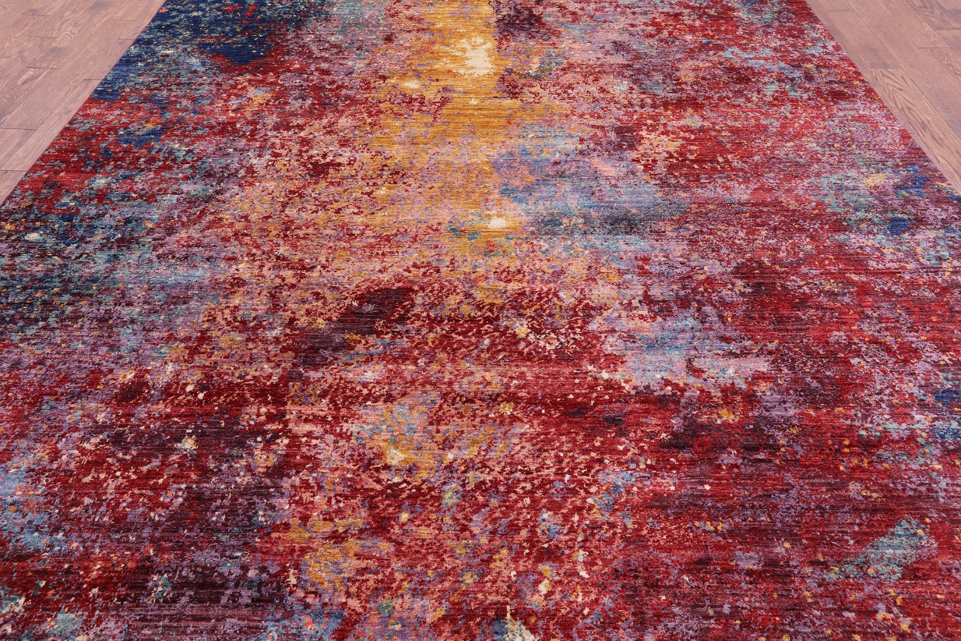 Abstract Modern Hand Knotted Wool Rug - 9' 8" X 13' 7" - Golden Nile