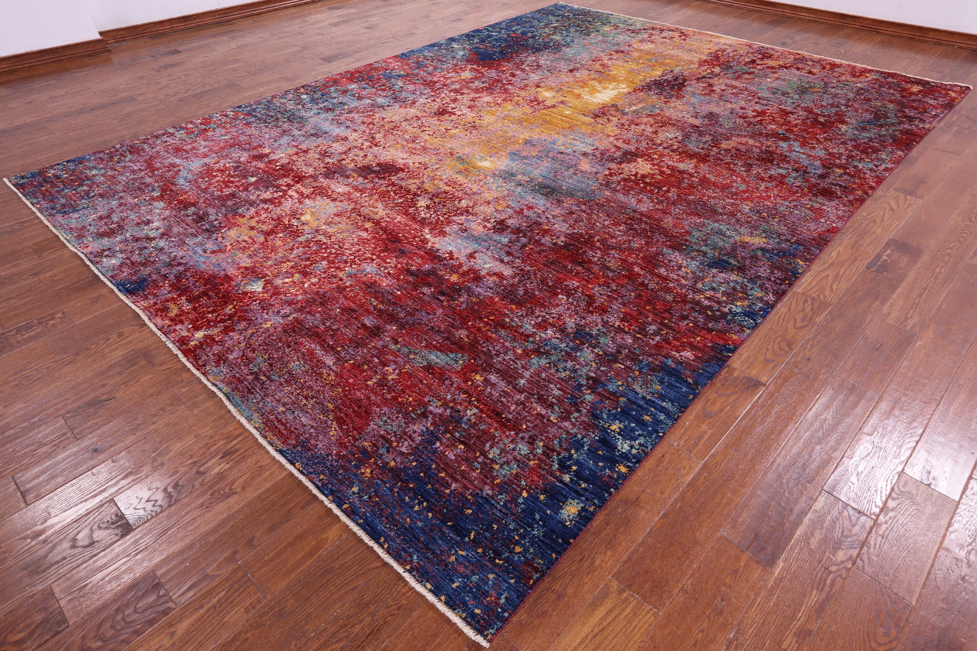 Abstract Modern Hand Knotted Wool Rug - 9' 8" X 13' 7" - Golden Nile