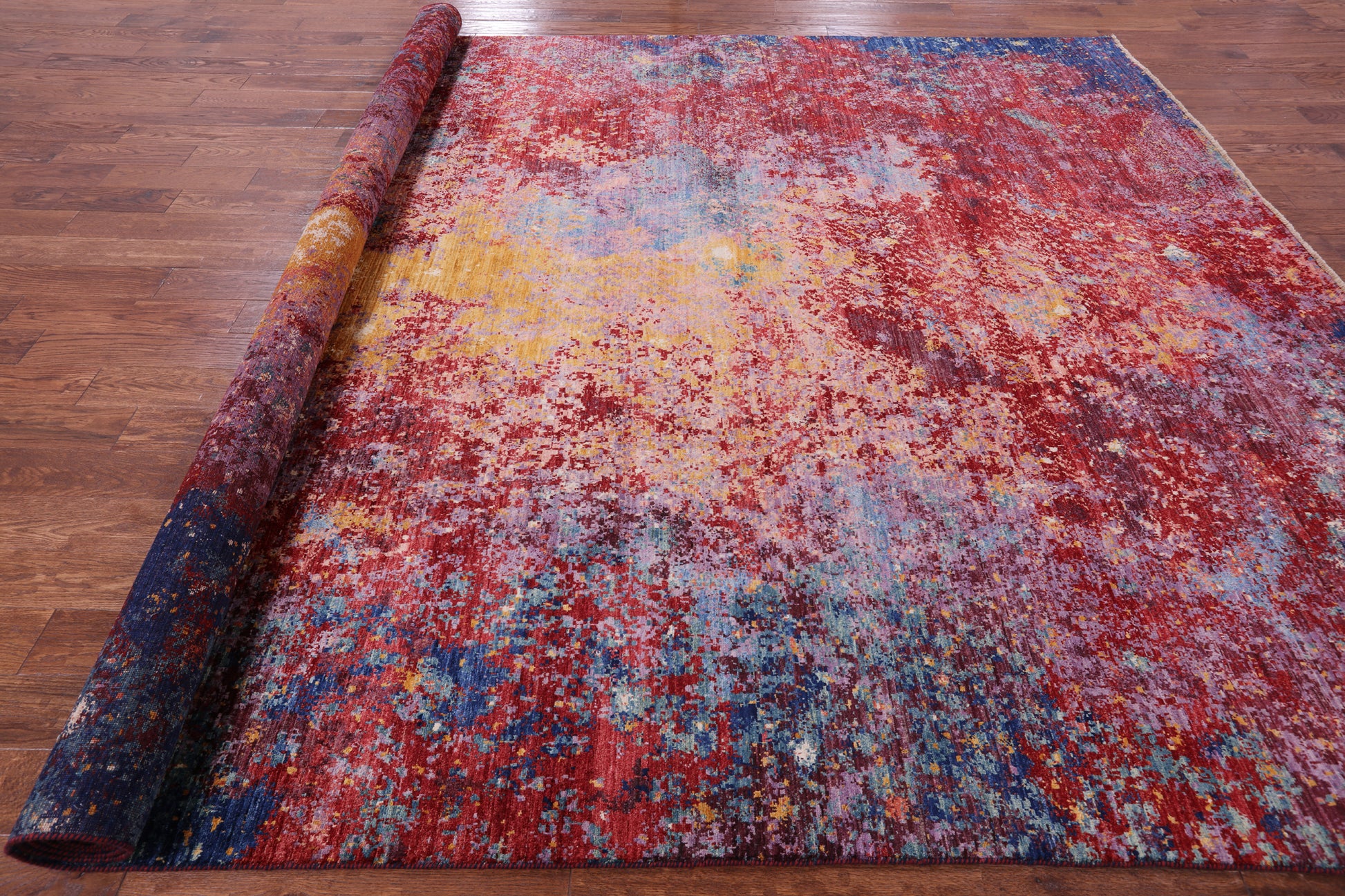 Abstract Modern Hand Knotted Wool Rug - 9' 8" X 13' 7" - Golden Nile