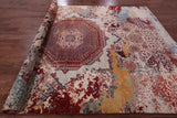 Abstract Modern Mamluk Hand Knotted Wool Rug - 8' 8" X 12' 1" - Golden Nile