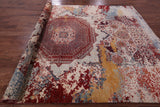 Abstract Modern Mamluk Hand Knotted Wool Rug - 8' 8" X 12' 1" - Golden Nile