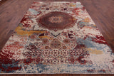 Abstract Modern Mamluk Hand Knotted Wool Rug - 8' 8" X 12' 1" - Golden Nile