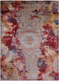 Abstract Modern Mamluk Hand Knotted Wool Rug - 8' 11" X 11' 10" - Golden Nile