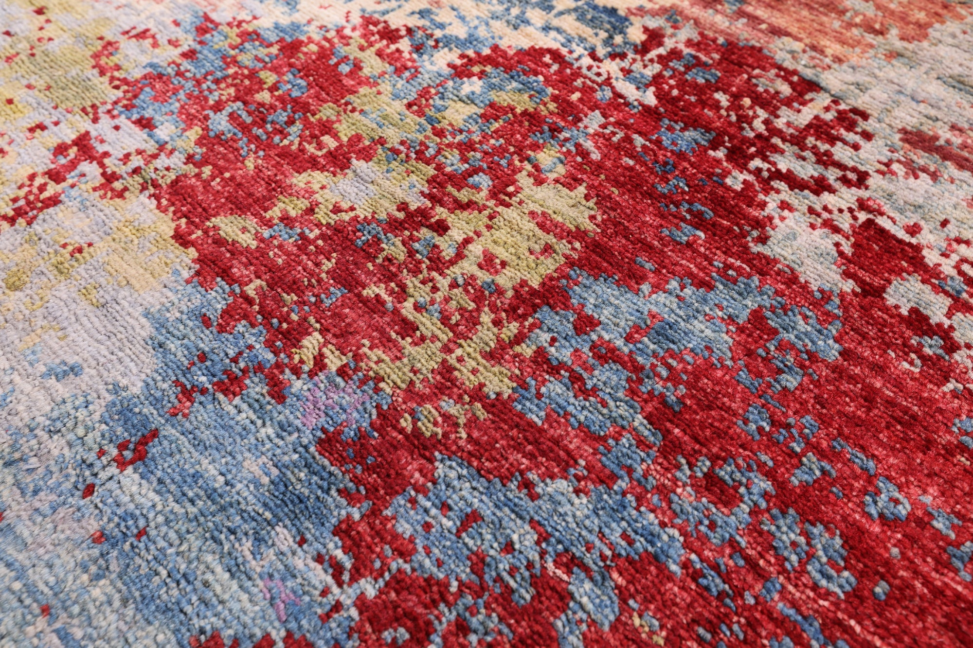 Abstract Modern Mamluk Hand Knotted Wool Rug - 8' 11" X 11' 10" - Golden Nile