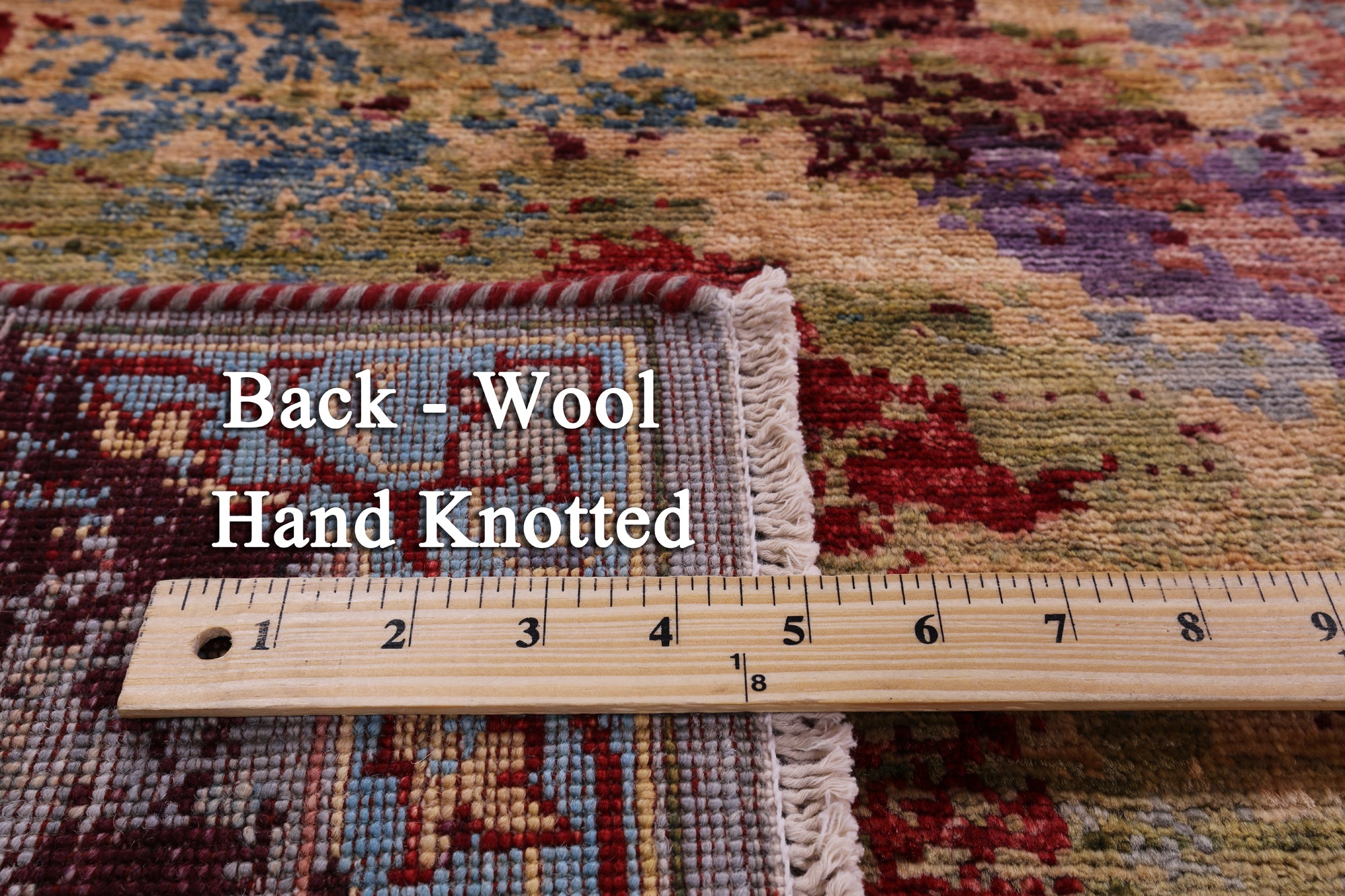 Abstract Modern Mamluk Hand Knotted Wool Rug - 8' 11" X 11' 10" - Golden Nile