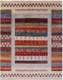 Tribal Persian Gabbeh Hand Knotted Wool Rug - 8' 0" X 9' 7" - Golden Nile