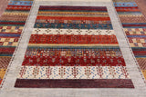 Tribal Persian Gabbeh Hand Knotted Wool Rug - 8' 0" X 9' 7" - Golden Nile
