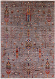 Tribal Persian Gabbeh Hand Knotted Wool Rug - 6' 7" X 9' 5" - Golden Nile