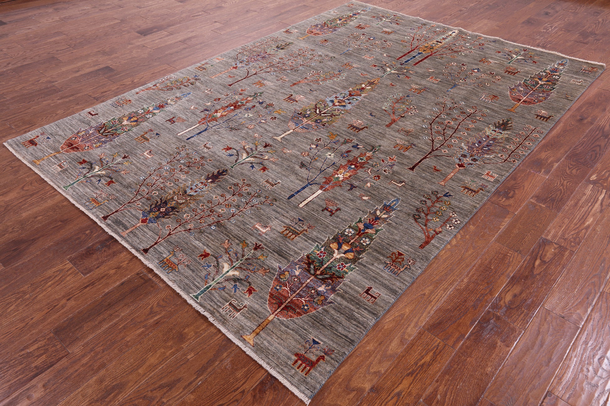 Tribal Persian Gabbeh Hand Knotted Wool Rug - 6' 7" X 9' 5" - Golden Nile