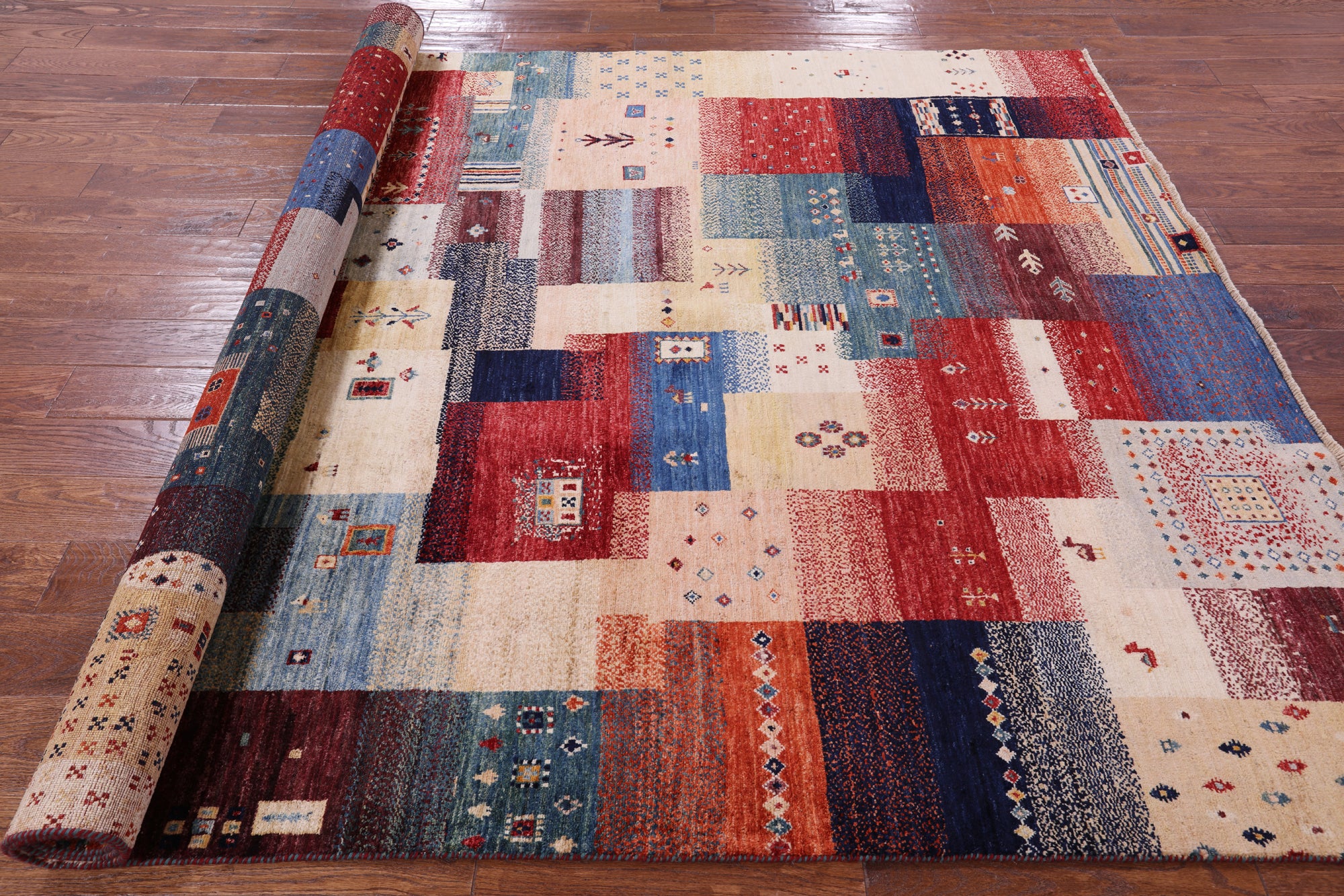 Tribal Persian Gabbeh Hand Knotted Wool Rug - 6' 7" X 9' 6" - Golden Nile