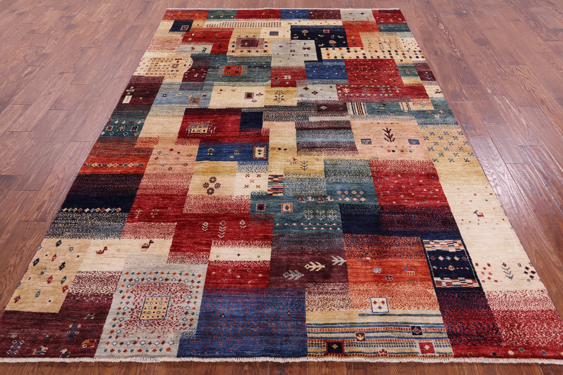 Tribal Persian Gabbeh Hand Knotted Wool Rug - 6' 7" X 9' 6" - Golden Nile