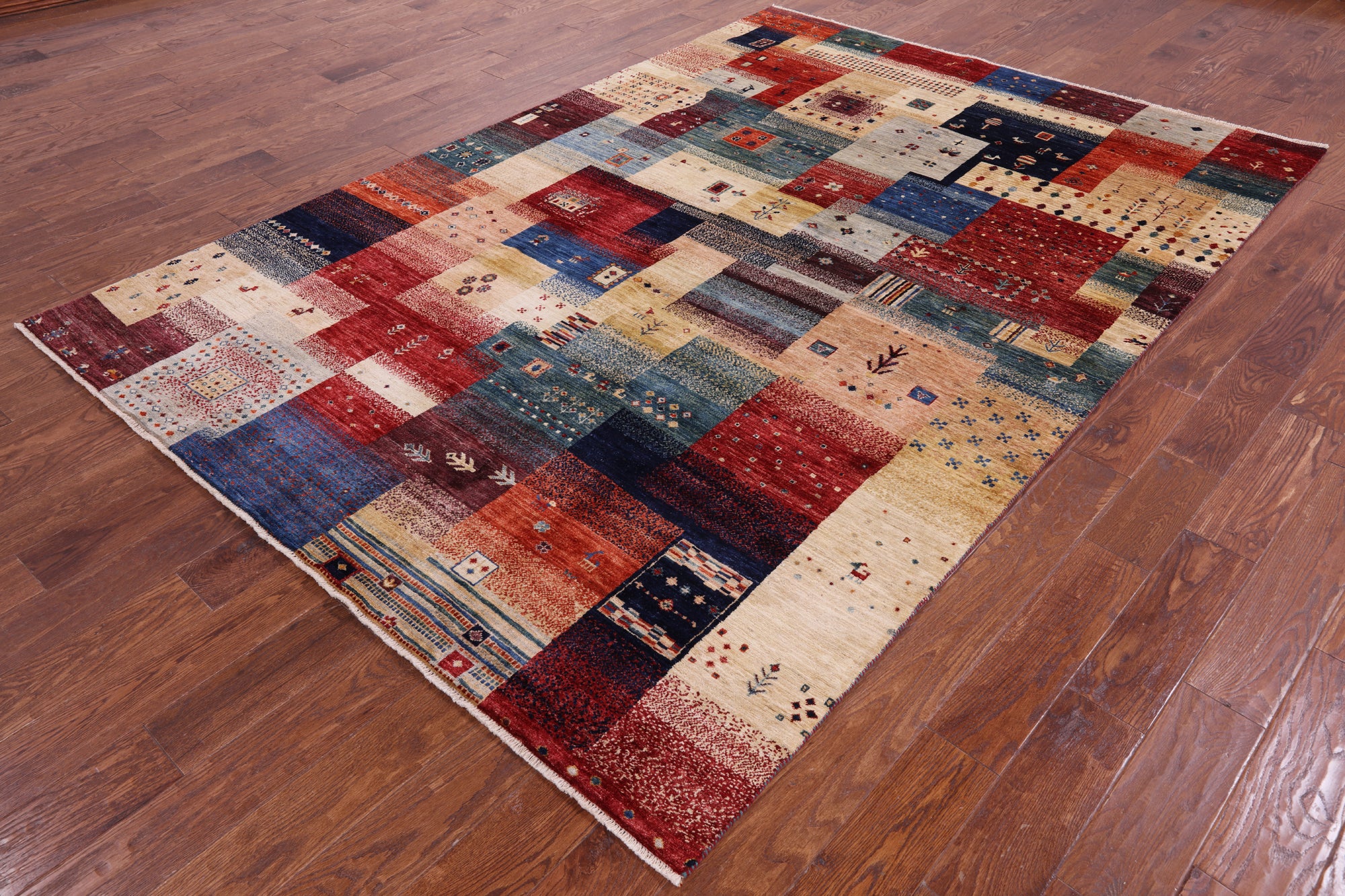 Tribal Persian Gabbeh Hand Knotted Wool Rug - 6' 7" X 9' 6" - Golden Nile