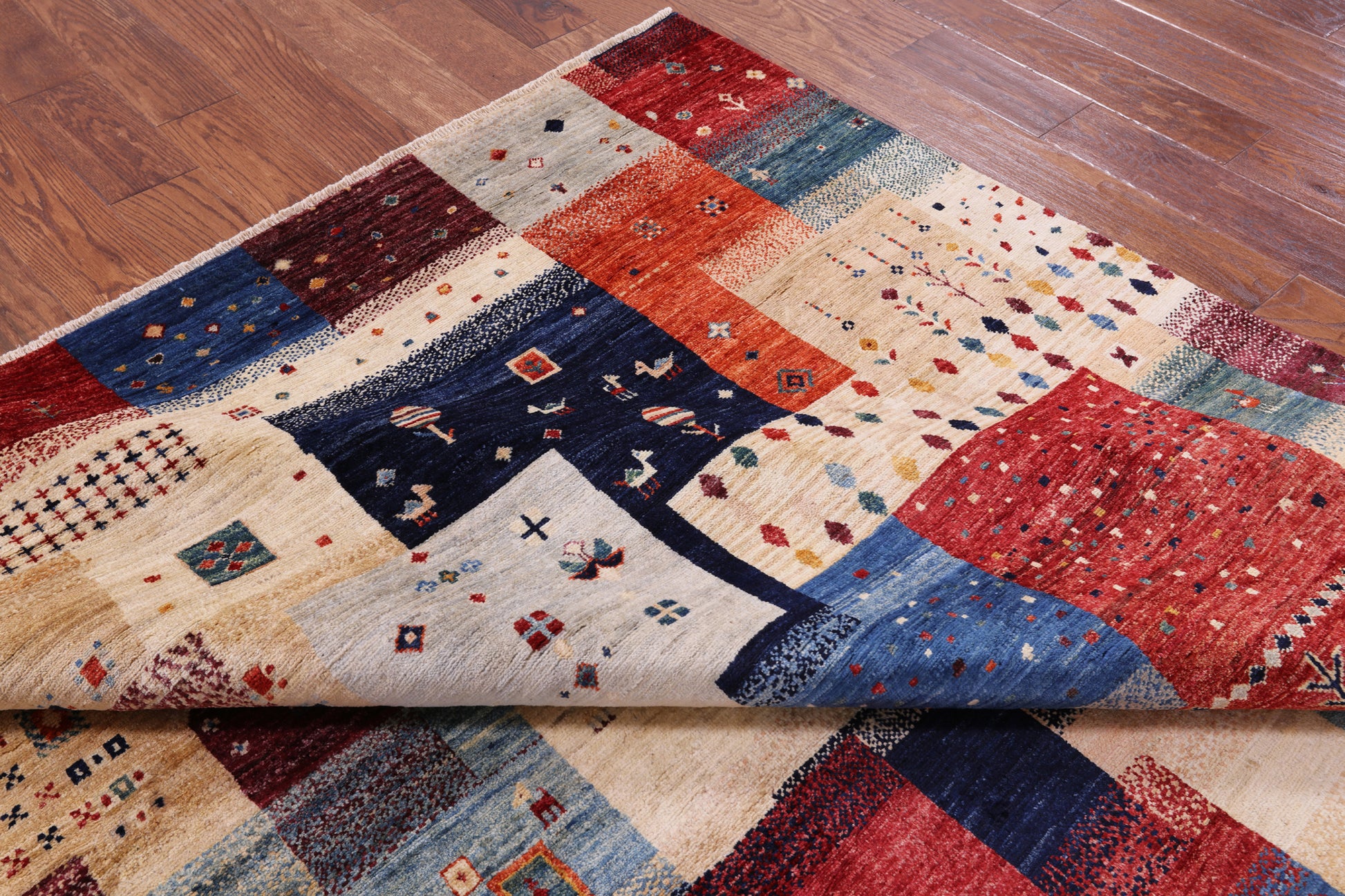 Tribal Persian Gabbeh Hand Knotted Wool Rug - 6' 7" X 9' 6" - Golden Nile
