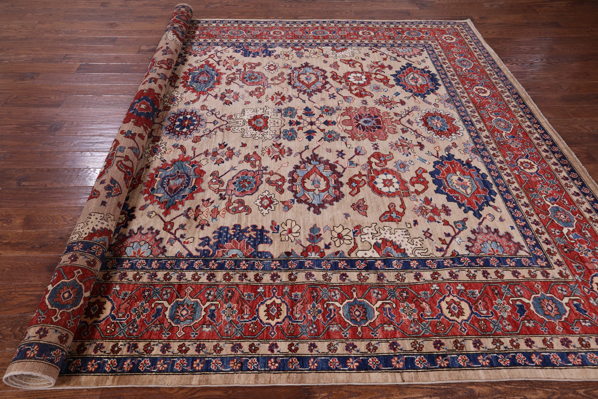 Persian Fine Serapi Hand Knotted Wool Rug - 9' 0" X 11' 10" - Golden Nile