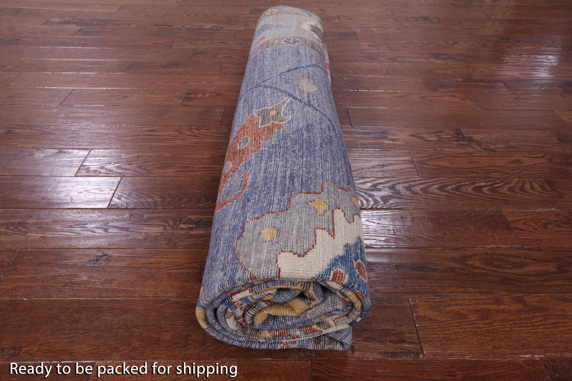 Blue Turkish Oushak Hand Knotted Wool Rug - 9' 0" X 11' 7" - Golden Nile