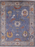 Blue Turkish Oushak Hand Knotted Wool Rug - 9' 0" X 11' 7" - Golden Nile
