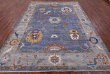 Blue Turkish Oushak Hand Knotted Wool Rug - 9' 0" X 11' 7" - Golden Nile