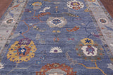 Blue Turkish Oushak Hand Knotted Wool Rug - 9' 0" X 11' 7" - Golden Nile