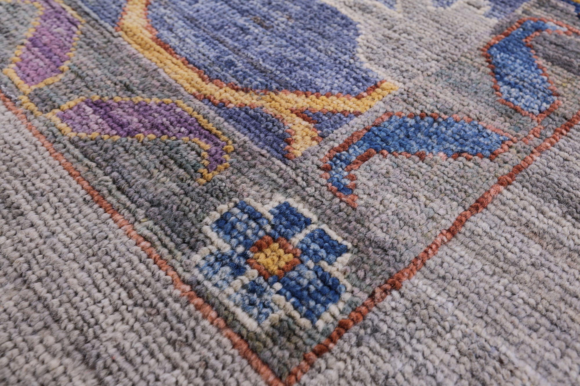 Blue Turkish Oushak Hand Knotted Wool Rug - 9' 0" X 11' 7" - Golden Nile
