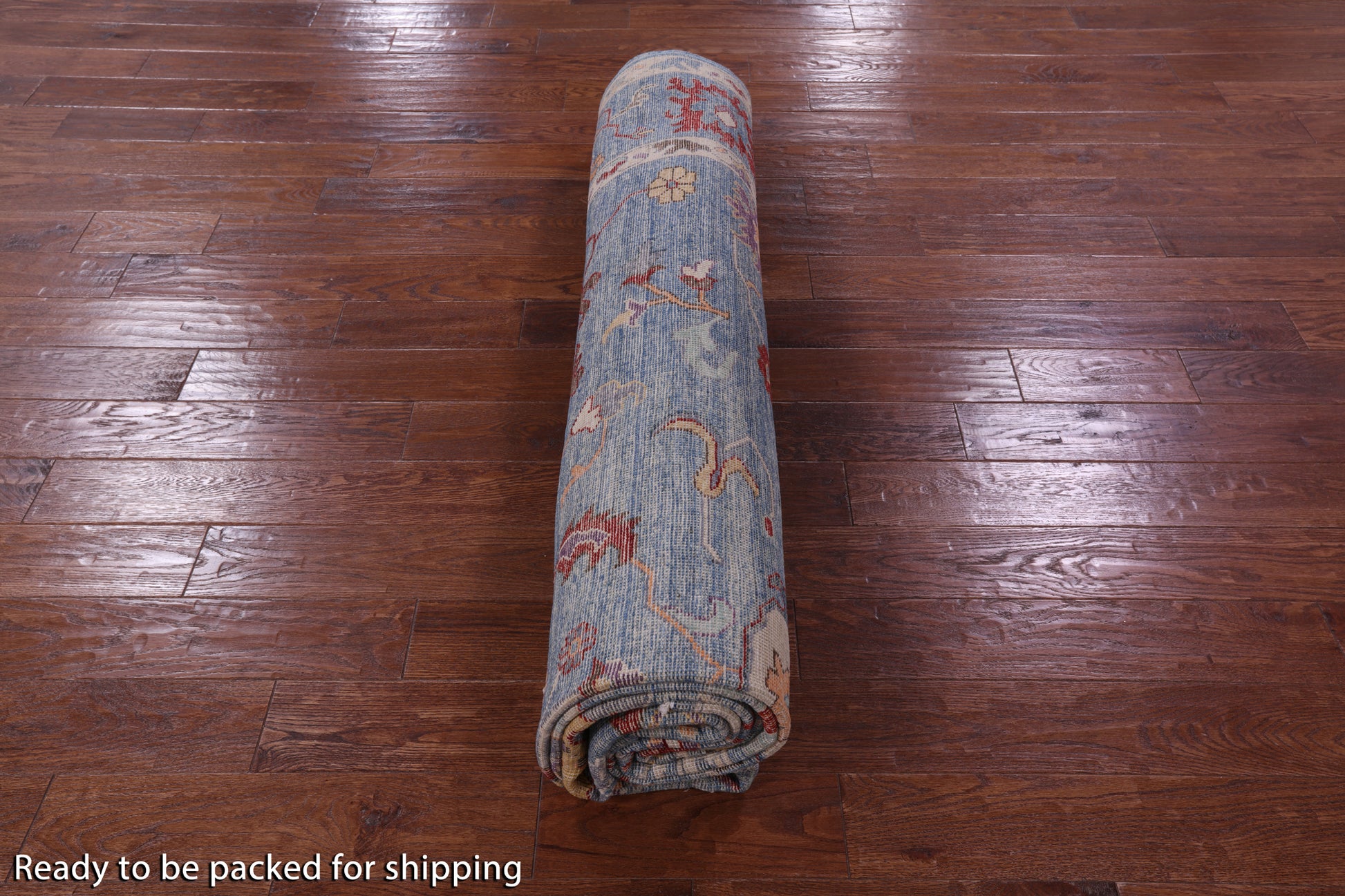 Blue Turkish Oushak Hand Knotted Wool Rug - 9' 3" X 11' 10" - Golden Nile