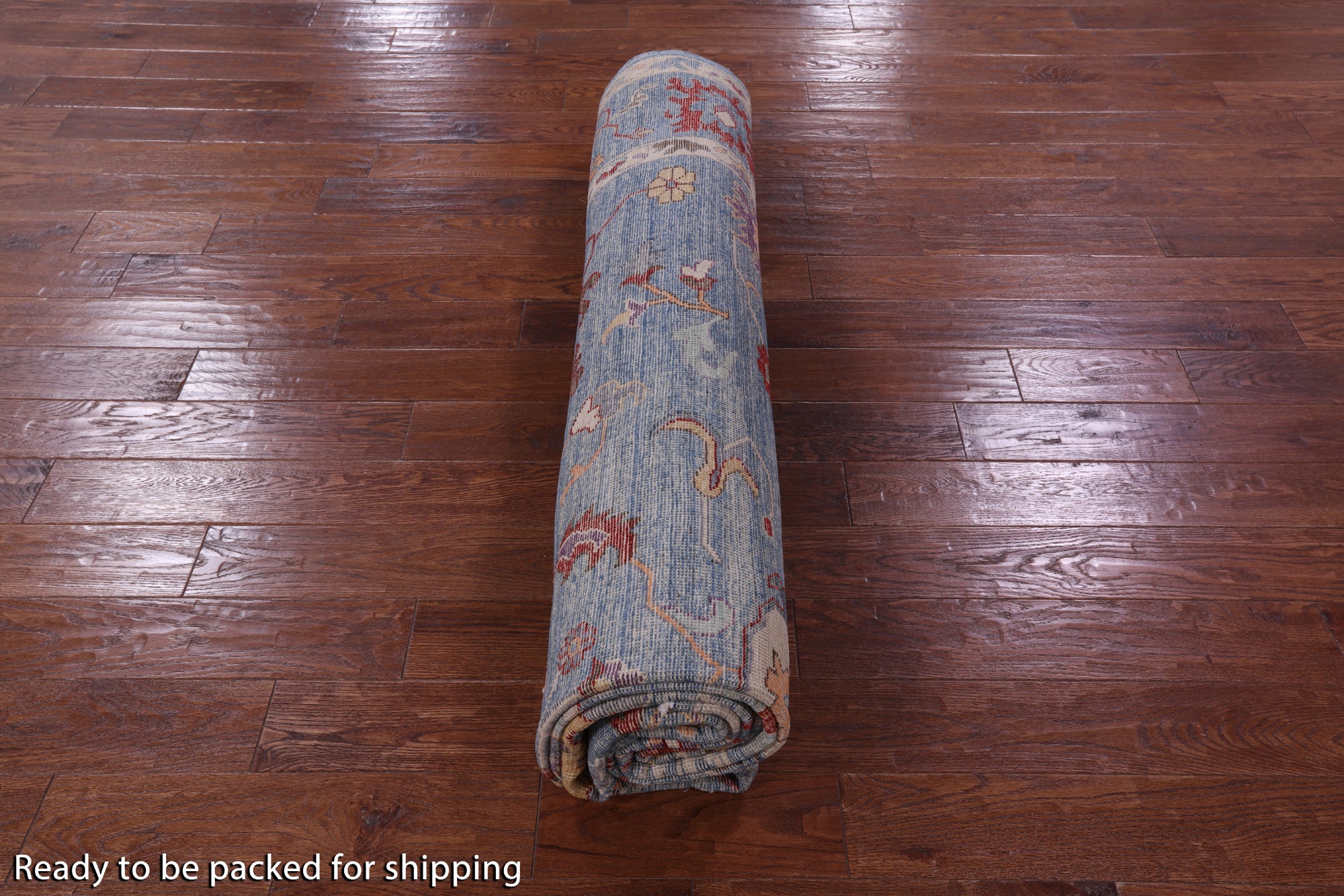 Blue Turkish Oushak Hand Knotted Wool Rug - 9' 3" X 11' 10" - Golden Nile