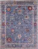 Blue Turkish Oushak Hand Knotted Wool Rug - 9' 3" X 11' 10" - Golden Nile
