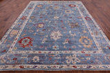 Blue Turkish Oushak Hand Knotted Wool Rug - 9' 3" X 11' 10" - Golden Nile