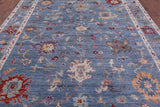 Blue Turkish Oushak Hand Knotted Wool Rug - 9' 3" X 11' 10" - Golden Nile