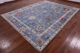Blue Turkish Oushak Hand Knotted Wool Rug - 9' 3" X 11' 10" - Golden Nile