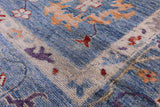 Blue Turkish Oushak Hand Knotted Wool Rug - 9' 3" X 11' 10" - Golden Nile