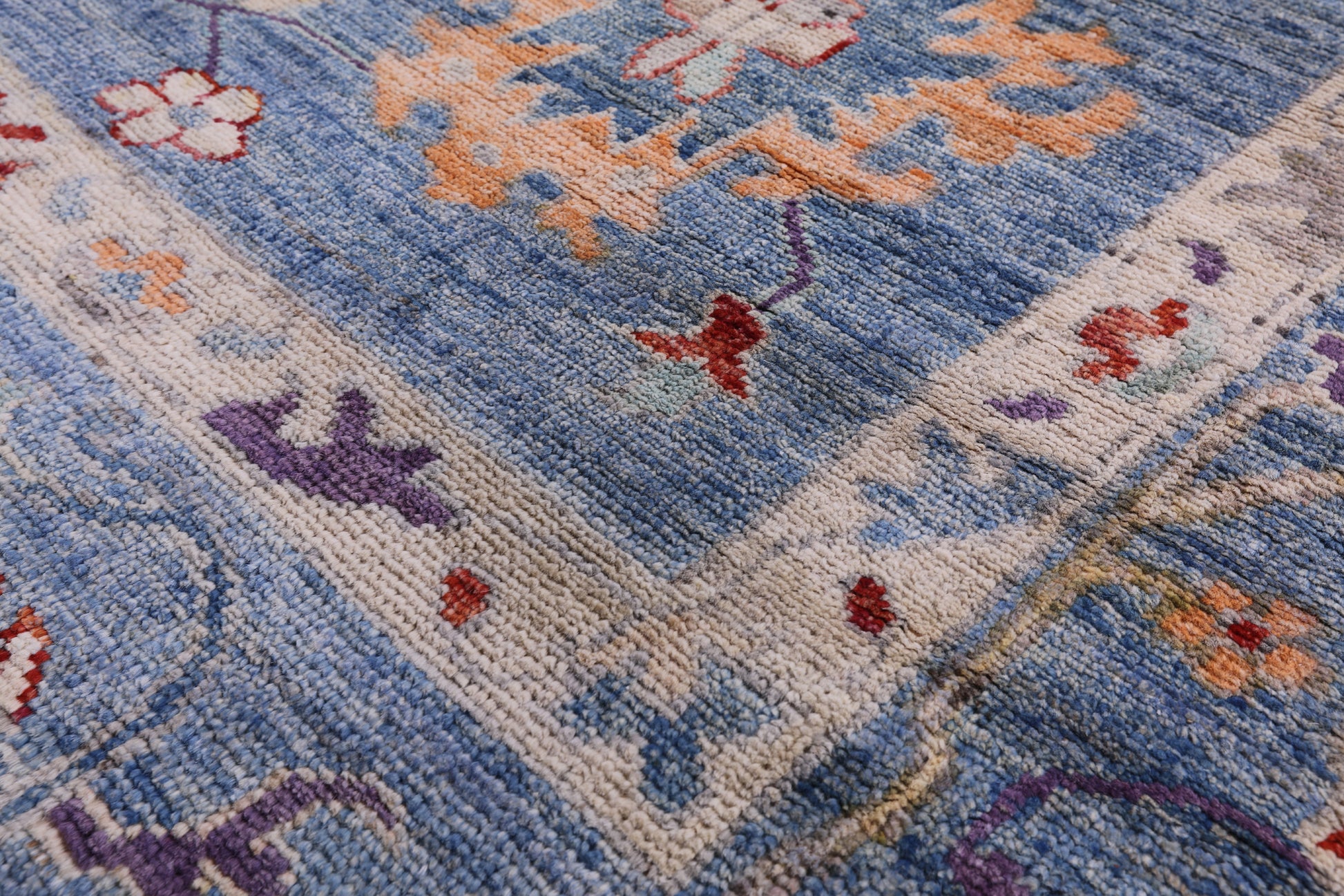 Blue Turkish Oushak Hand Knotted Wool Rug - 9' 3" X 11' 10" - Golden Nile