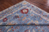 Blue Turkish Oushak Hand Knotted Wool Rug - 9' 3" X 11' 10" - Golden Nile