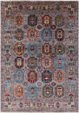 Turkmen Ersari Hand Knotted Wool Rug - 6' 8" X 9' 5" - Golden Nile