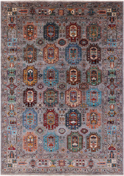 Turkmen Ersari Hand Knotted Wool Rug - 6' 8" X 9' 5" - Golden Nile